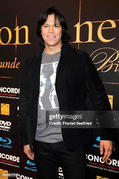 Actor Chaske Spencer attends the 'Twilight: New Moon' fan-event at Hangar 2 of the Tempelhof Airport on April 10, 2010 in Berlin, Germany.