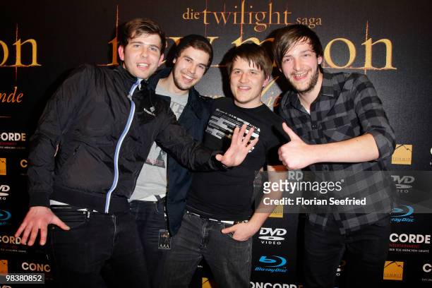 Band 'Ich kann fliegen' attend the 'Twilight: New Moon' fan-event at Hangar 2 of the Tempelhof Airport on April 10, 2010 in Berlin, Germany.