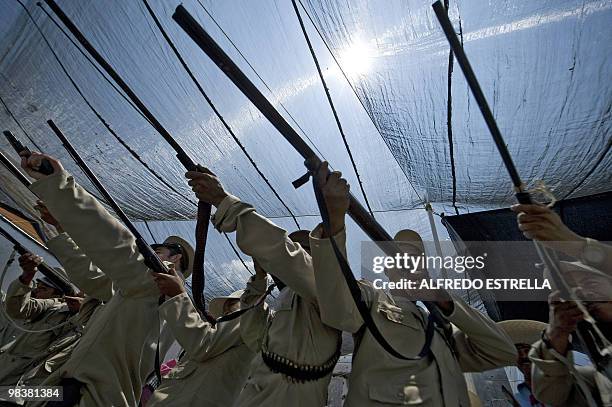 Actors perform the "Death of Zapata", during Mexican heroe Emiliano Zapata's death anniversary in Chinameca community, Morelos State, Mexico, on...