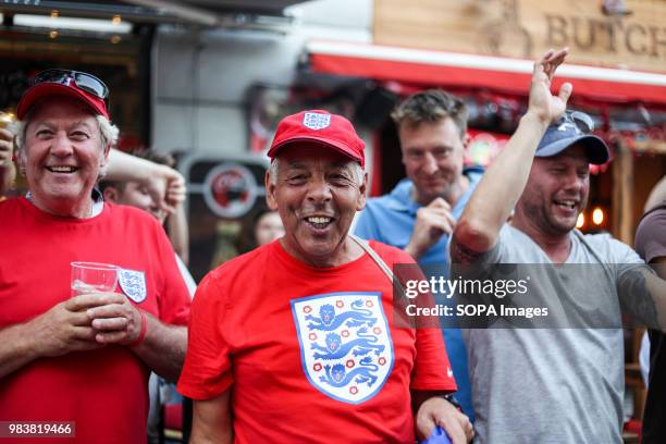 English fans seen watching the England vs Panama match in the fan zone. The FIFA World Cup 2018 is the 21st FIFA World Cup which starts on 14 June...