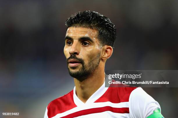 Mbark Boussoufa of Morocco looks on during the 2018 FIFA World Cup Russia group B match between Spain and Morocco at Kaliningrad Stadium on June 25,...