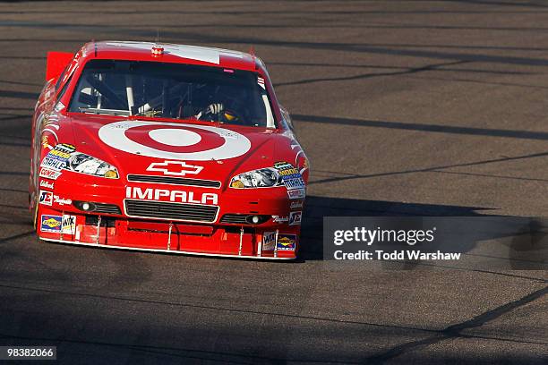 Juan Pablo Montoya, driver of the Target Chevrolet, drives during the NASCAR Sprint Cup Series SUBWAY Fresh Fit 600 at Phoenix International Raceway...