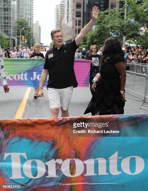 June 24 Mayor John Tory waves to the crowd. Hundreds of thousands came out to celebrate Toronto's Pride Parade. The parade with more than 120 groups...