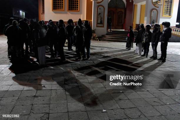 People celebrate The Inti Raymi in Peguche, Imbabura, Ecuador on 24th June 2018. Every June 21 the summer solstice is registered. In the Ecuadorian...