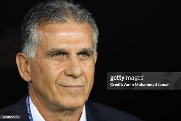 Carlos Queiroz, Head coach of Iran looks on during the 2018 FIFA World Cup Russia group B match between Iran and Portugal at Mordovia Arena on June...