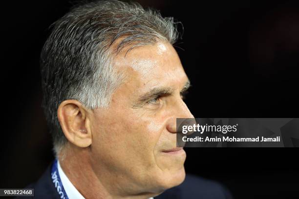 Carlos Queiroz, Head coach of Iran looks on during the 2018 FIFA World Cup Russia group B match between Iran and Portugal at Mordovia Arena on June...