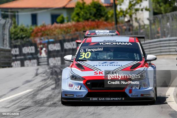 Gabriele Tarquini from Italy in Hyundai i30 N TCR of BRC Racing Team during the Race 1 of FIA WTCR 2018 World Touring Car Cup Race of Portugal, Vila...