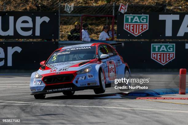 Norbert Michelisz from Hungary in Hyundai i30 N TCR of BRC Racing Team during the qualifying of FIA WTCR 2018 World Touring Car Cup Race of Portugal,...
