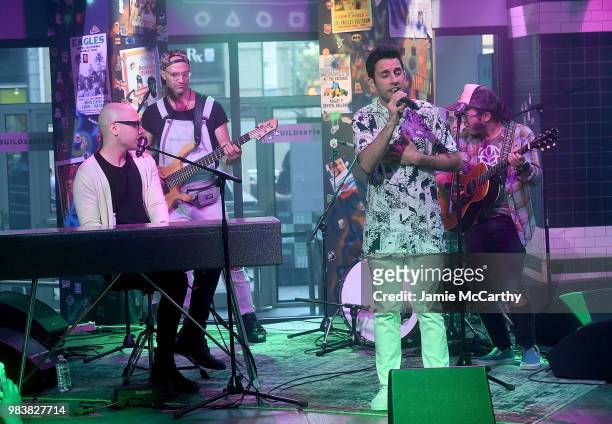 An Axel and Chad King of A Great Big World perform at Build series at Build Studio on June 25, 2018 in New York City.