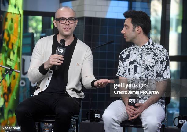 Ian Axel and Chad King of A Great Big World visit Build series at Build Studio on June 25, 2018 in New York City.