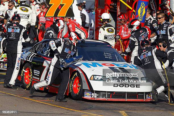 Sam Hornish Jr, driver of the Mobil 1 Dodge, pits during the NASCAR Sprint Cup Series SUBWAY Fresh Fit 600 at Phoenix International Raceway on April...