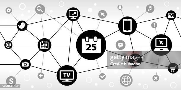 25 christmas day internet communication technology triangular node pattern background - key dates stock illustrations