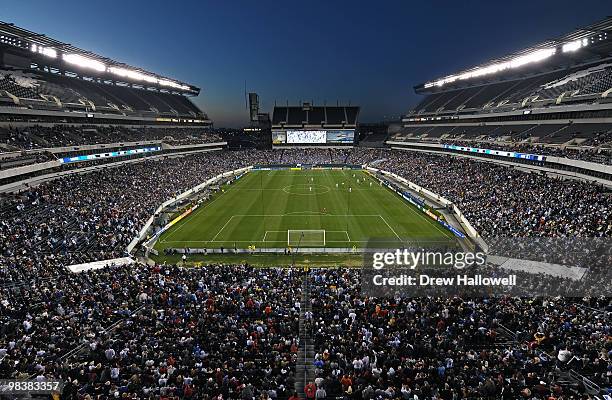 General overview of the stadium during the game between D.C. United and the Philadelphia Union on April 10, 2010 at Lincoln Financial Field in...