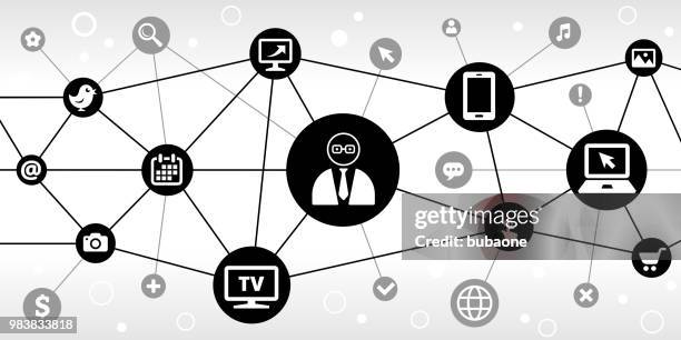 businessman face internet communication technology triangular node pattern background - professional camera screen stock illustrations