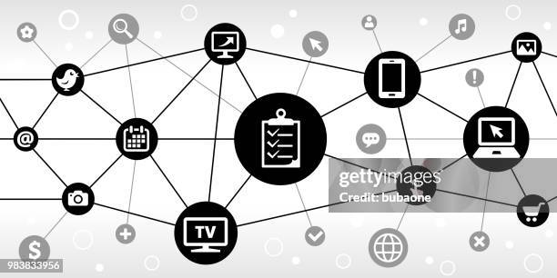 checklist on clip board internet communication technology triangular node pattern background - clipboard background stock illustrations