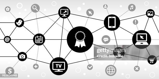 award ribbon internet communication technology triangular node pattern background - key 103 live stock illustrations