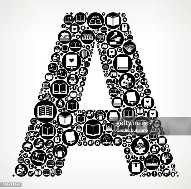 letter a books and reading icon pattern background - naval oranges stock illustrations
