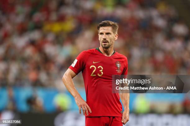 Adrien Silva of Portugal looks on during the 2018 FIFA World Cup Russia group B match between Iran and Portugal at Mordovia Arena on June 25, 2018 in...