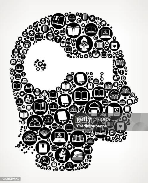 key mind books and reading icon pattern background - naval oranges stock illustrations