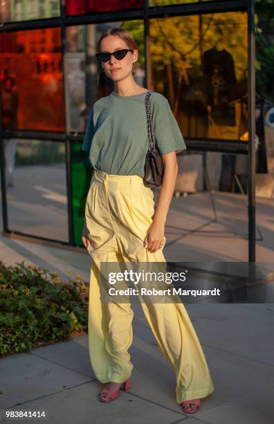 Lucia Cuesta seen outside the TCN fashion show during 080 Barcelona Fashion Week 2018 on June 25, 2018 in Barcelona, Spain.