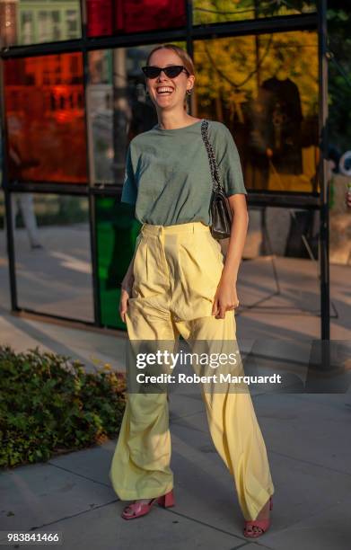 Lucia Cuesta seen outside the TCN fashion show during 080 Barcelona Fashion Week 2018 on June 25, 2018 in Barcelona, Spain.