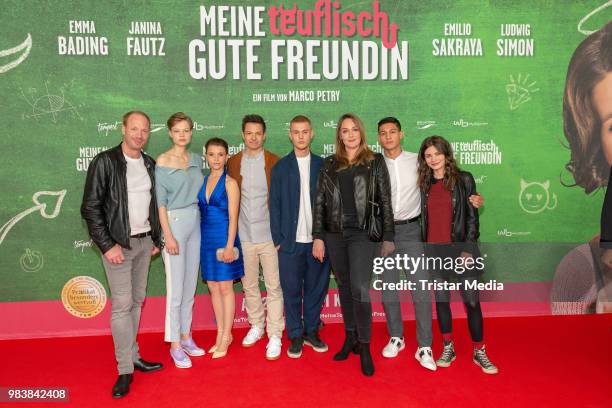 Johann von Buelow, Emma Bading, Janina Fautz, Marco Huck, Ludwig Simon, Alwara Höfels, Emilio Sakraya and Joyce Ilg during the premiere 'Meine...