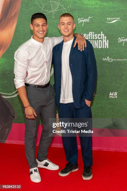 Emilio Sakraya and Ludwig Simon during the premiere 'Meine teuflisch gute Freundin' on June 25, 2018 in Cologne, Germany.