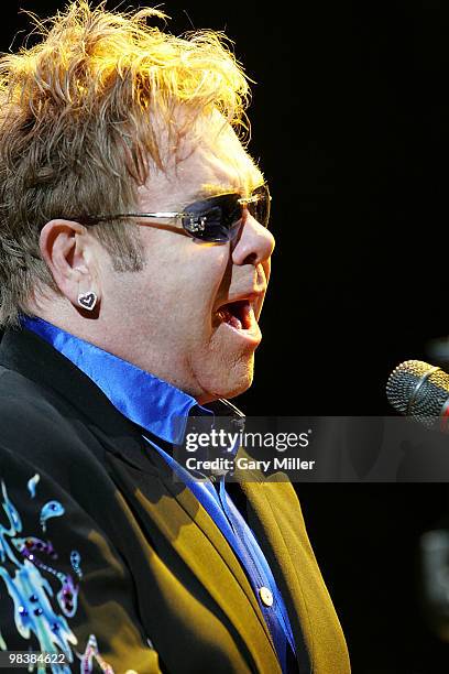 Musician/vocalist Sir Elton John performs in concert at The Frank Erwin Center on April 10, 2010 in Austin, Texas.