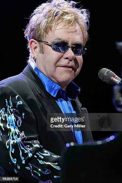 Musician/vocalist Sir Elton John performs in concert at The Frank Erwin Center on April 10, 2010 in Austin, Texas.