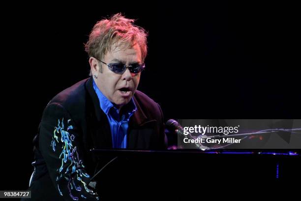 Musician/vocalist Sir Elton John performs in concert at The Frank Erwin Center on April 10, 2010 in Austin, Texas.