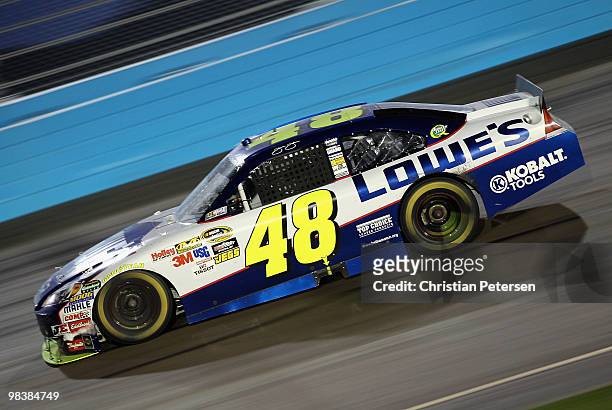 Jimmie Johnson, driver of the Lowe's Chevrolet, drives during the NASCAR Sprint Cup Series SUBWAY Fresh Fit 600 at Phoenix International Raceway on...
