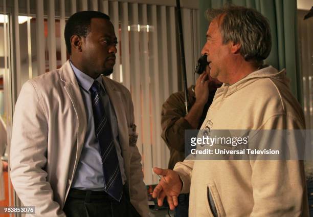 Heavy" Episode 16 -- Pictured: Omar Epps as Dr. Eric Foreman with Director Fred Gerber --