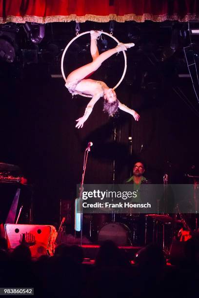 German singer and actress Meret Becker performs live on stage during a concert at the Festsaal Kreuzberg on June 25, 2018 in Berlin, Germany.