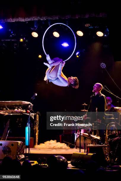 German singer and actress Meret Becker performs live on stage during a concert at the Festsaal Kreuzberg on June 25, 2018 in Berlin, Germany.