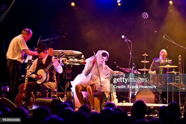 German singer and actress Meret Becker performs live on stage during a concert at the Festsaal Kreuzberg on June 25, 2018 in Berlin, Germany.