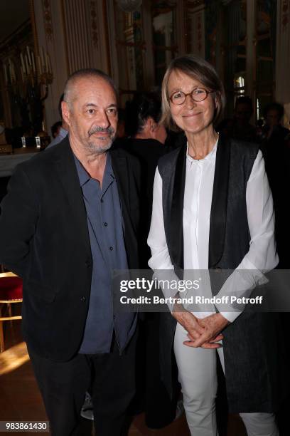 Director Jean-Pierre Jeunet and French Minister of Culture Francoise Nyssen attend Decorations are given at "Ministere de La Culture" on June 25,...