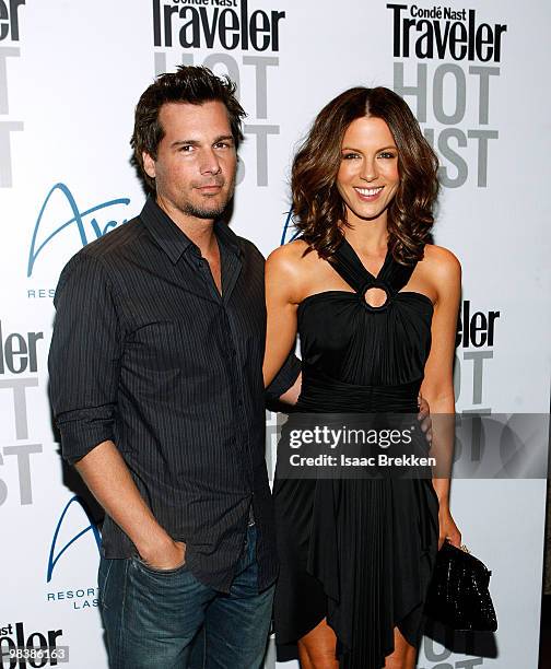 Len Wiseman and Kate Beckinsale arrive at the Conde Nast Traveler "Hot List" party at Haze Nightclub in the Aria Resort & Casino at CityCenter on...