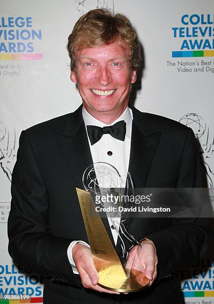 Personality and Philanthropy Award recipient Nigel Lythgoe attends the press room during the 31st Annual College Television Awards at Renaissance...