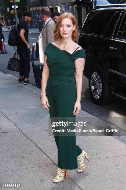 Jessica Chastain is seen on June 25, 2018 in New York City.