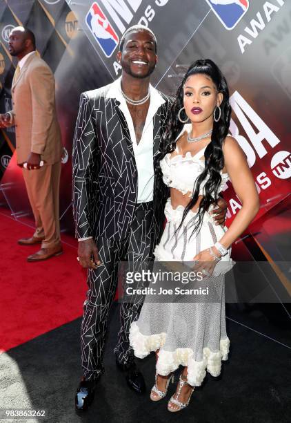 Gucci Mane and Keyshia Ka'Oir attend 2018 NBA Awards at Barkar Hangar on June 25, 2018 in Santa Monica, California.