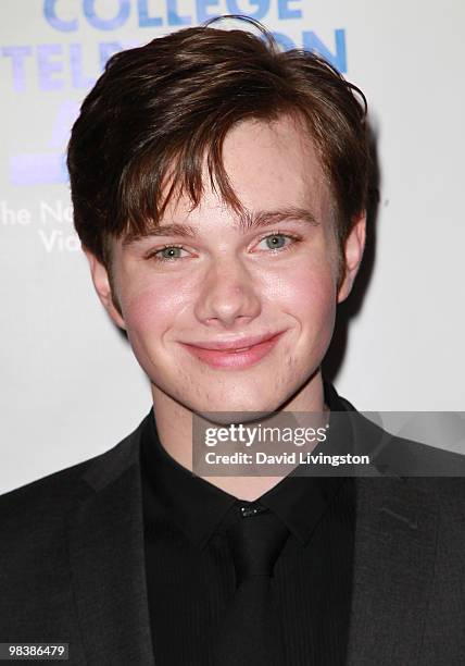 Actor Chris Colfer attends the press room during the 31st Annual College Television Awards at Renaissance Hollywood Hotel on April 10, 2010 in...