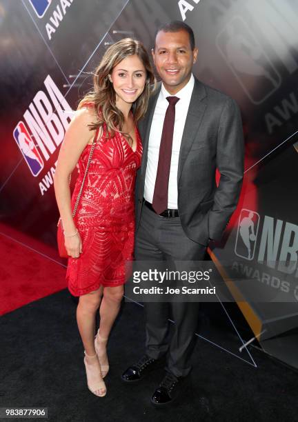 Rachael Emily Garson and Koby Altman attend 2018 NBA Awards at Barkar Hangar on June 25, 2018 in Santa Monica, California.
