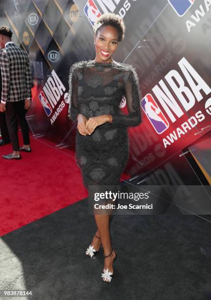 Damaris Lewis attends 2018 NBA Awards at Barkar Hangar on June 25, 2018 in Santa Monica, California.