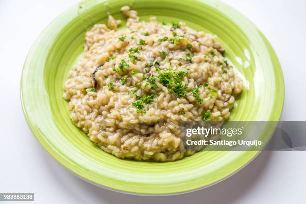 homemade plate of risotto with mushrooms - arroz de grão curto imagens e fotografias de stock