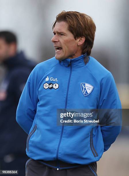 Dariusz Wosz, head coach of Bochum attends during the DFB Juniors Cup half final between Hertha BSC Berlin and VfL Bochum at the Amateurstadion of...