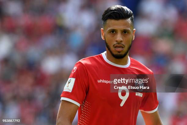 Anice Badri of Tunisia looks on during the 2018 FIFA World Cup Russia group G match between Belgium and Tunisia at Spartak Stadium on June 23, 2018...