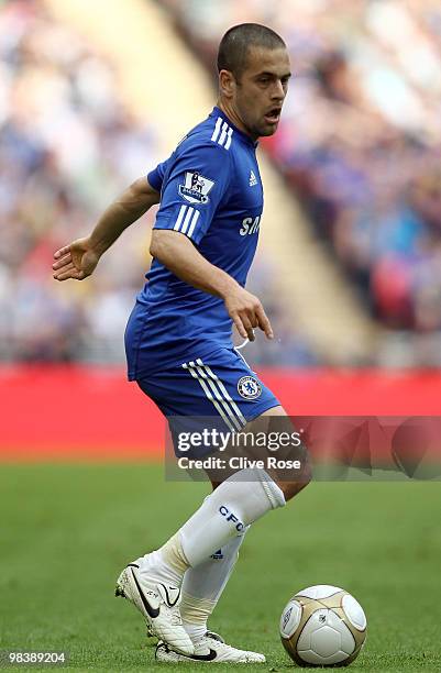 Joe Cole of Chelsea in action during the FA Cup sponsored by E.ON Semi Final match between Aston Villa and Chelsea at Wembley Stadium on April 10,...