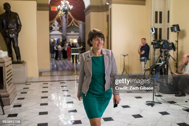 Rep. Cathy McMorris Rodgers walks to a vote on Capitol Hill on June 25, 2018 in Washington, DC. The House of Representatives held votes on Blue Water...