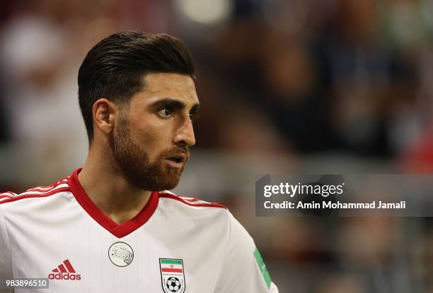 Alireza Jahanbakhsh of Iran looks on during the 2018 FIFA World Cup Russia group B match between Iran and Portugal at Mordovia Arena on June 25, 2018...