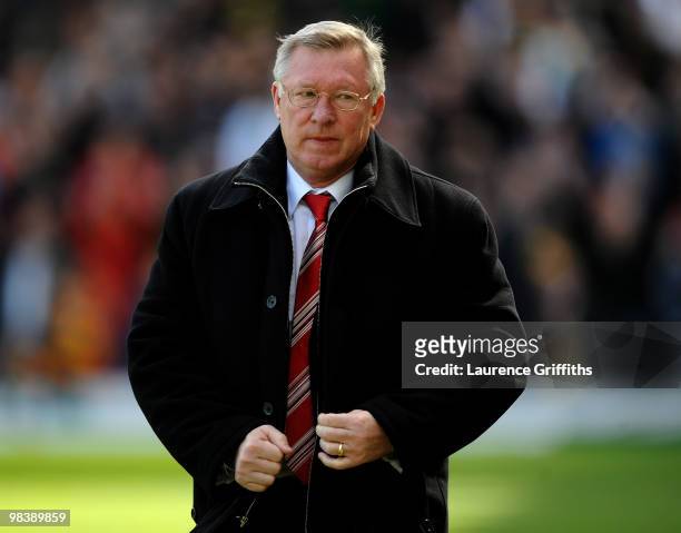 Sir Alex Ferguson of Manchester United looks on during the Barclays Premier League Match between Blackburn Rovers and Manchester United at Ewood Park...